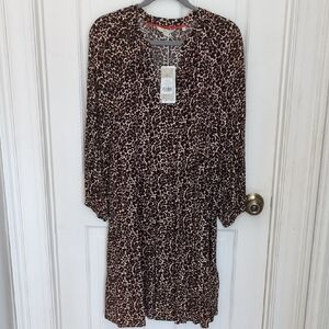 Boden Long Sleeve Animal Print Dress
